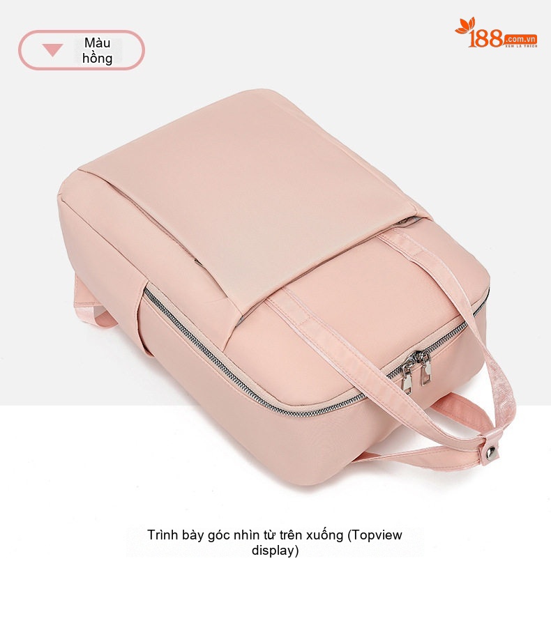 Balo Laptop Nam Nữ Thời Trang Công Sở Du Lịch Đơn Giản Vải Dù Chống Thấm Nước Màu Hồng, Đen chi tiết 19
