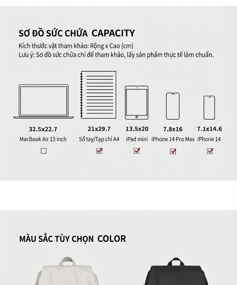 Balo Laptop Vải Dù Chống Nước Sức Chứa Lớn Phong Cách Hàn Quốc Màu Đen, Trắng chi tiết 8