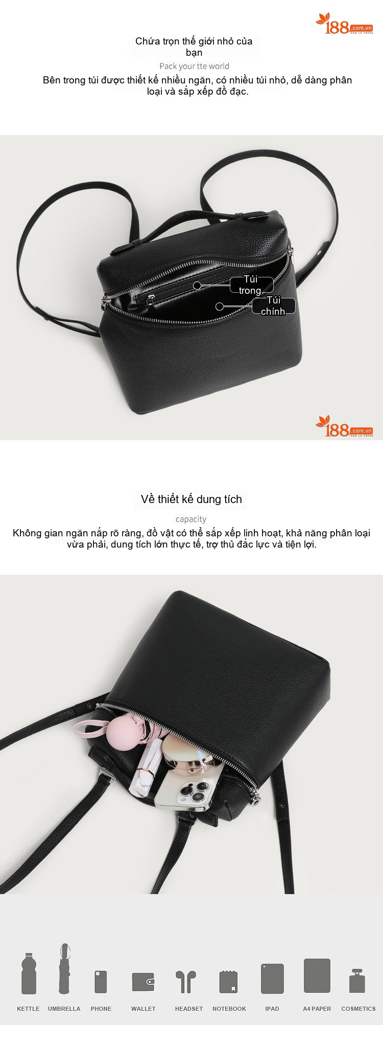 Balo Mini Đeo Vai Đựng Cơm Hộp Phong Cách Hàn Quốc Màu Trắng chi tiết 3