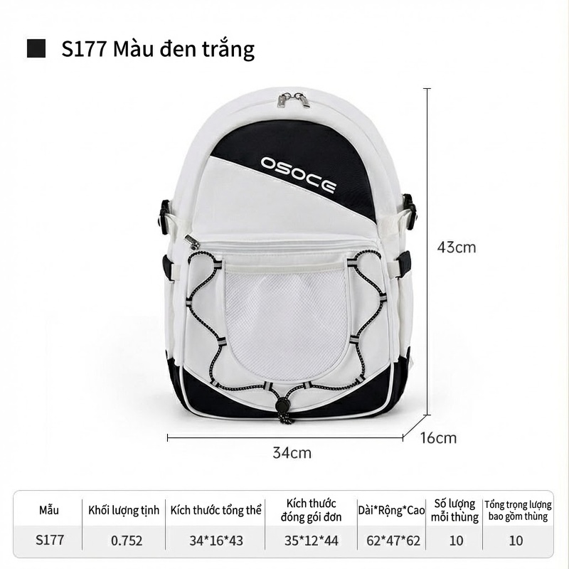 Balo Nam Nữ Sinh Viên, Học Sinh, Du Lịch Vải Dù Chống Nước Màu Trắng, Đen, Xanh Dương
