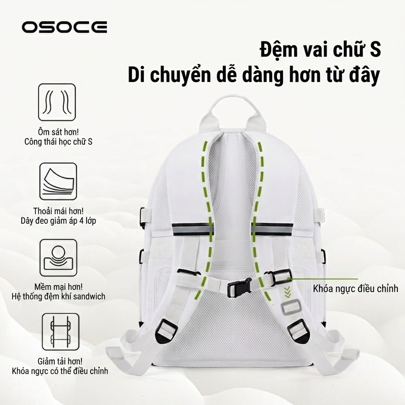 Balo Nam Nữ Sinh Viên, Học Sinh, Du Lịch Vải Dù Chống Nước Màu Trắng, Đen, Xanh Dương