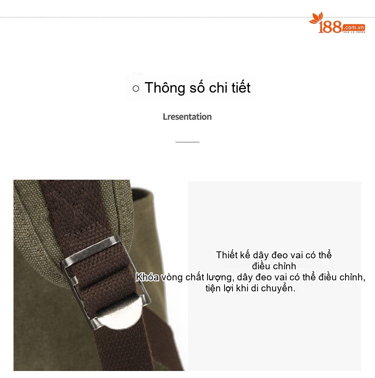 Balo Nam Nữ Vải Canvas Quai Da Bò Phong Cách Retro Đựng Laptop Màu Xanh Rêu, Nâu, Xám, Nâu Đất... chi tiết 21