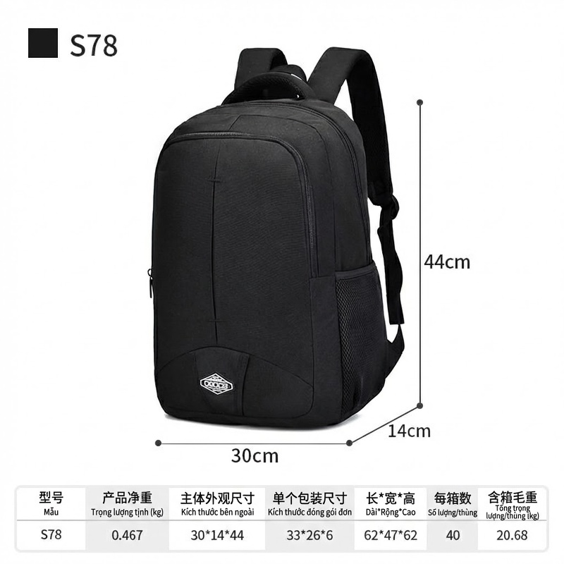 Balo Nam OSOCE Chống Nước Đựng Laptop Công Sở Cao Cấp Dung Tích Lớn Màu Đen