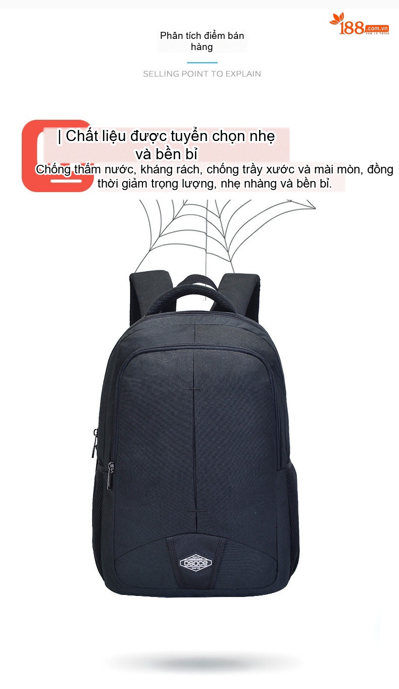 Balo Nam OSOCE Chống Nước Đựng Laptop Công Sở Cao Cấp Dung Tích Lớn Màu Đen chi tiết 5