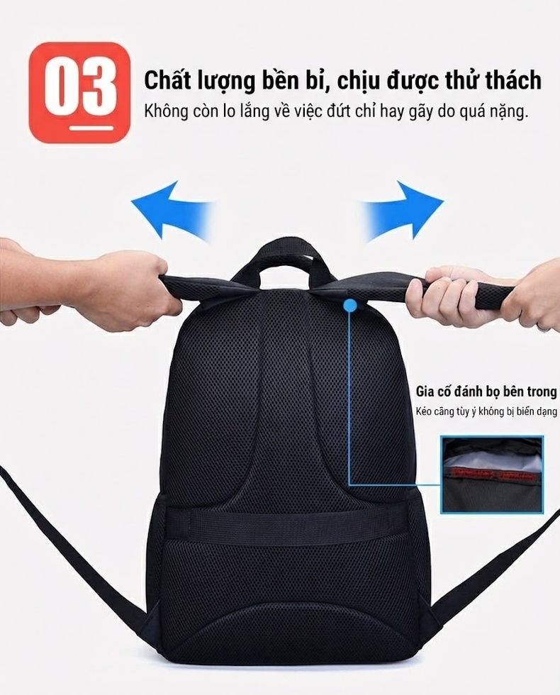 Balo Nam OSOCE Chống Nước Đựng Laptop Công Sở Cao Cấp Dung Tích Lớn Màu Đen chi tiết 8