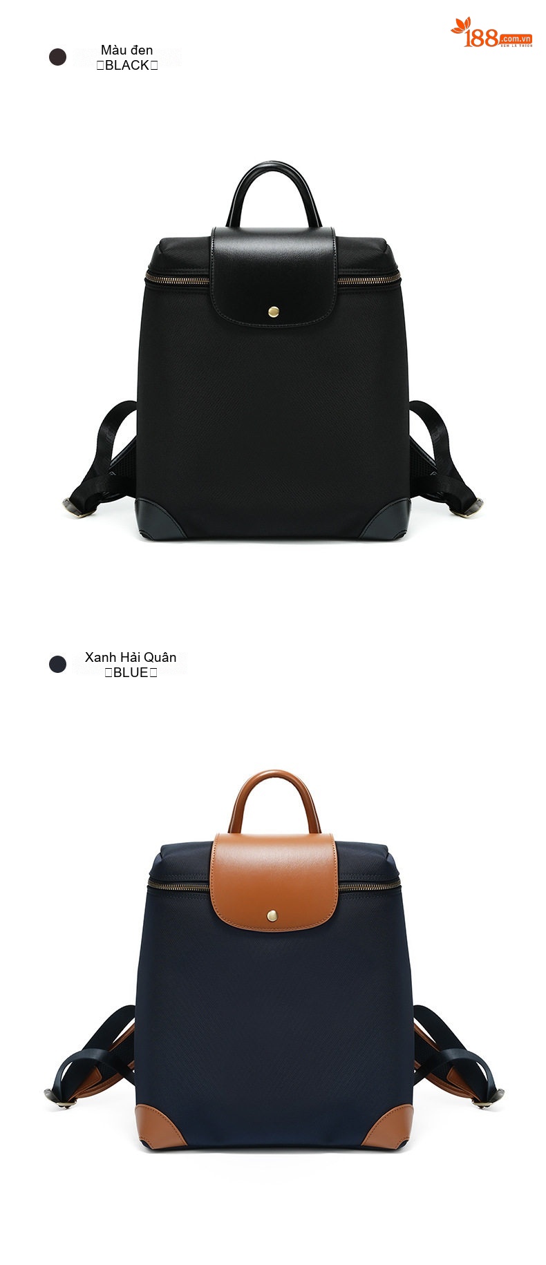 Balo Nữ Cao Cấp Phong Cách Âu Mỹ Chất Liệu Nylon Chống Thấm Nước, Đựng Laptop, Đi Làm, Du Lịch Màu Nâu chi tiết 20