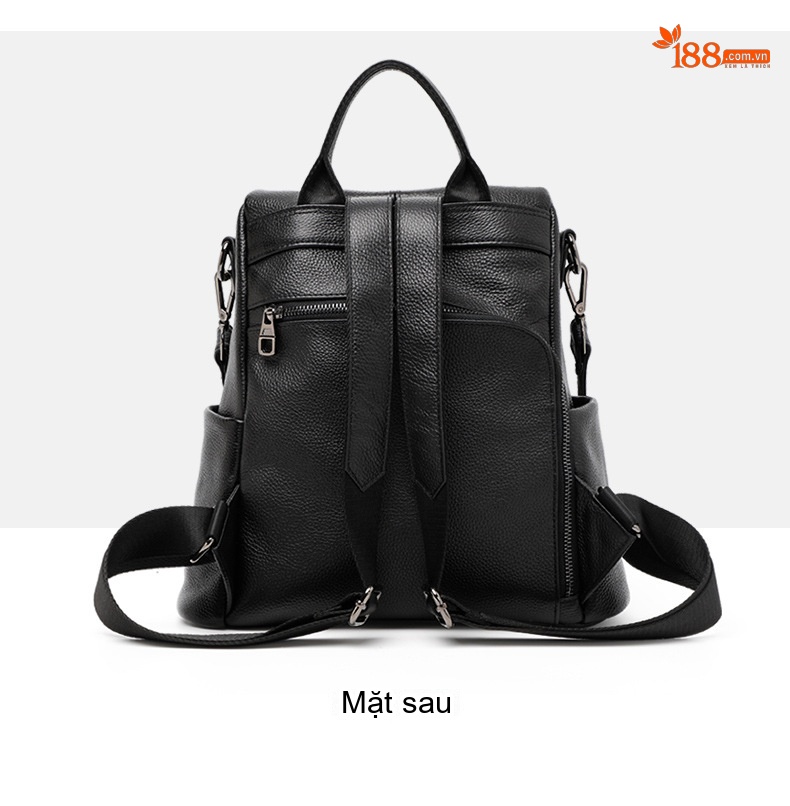 Balo Nữ Da Bò Thời Trang Cổ Điển Đựng Được Nhiều Đồ Màu Đen chi tiết 16