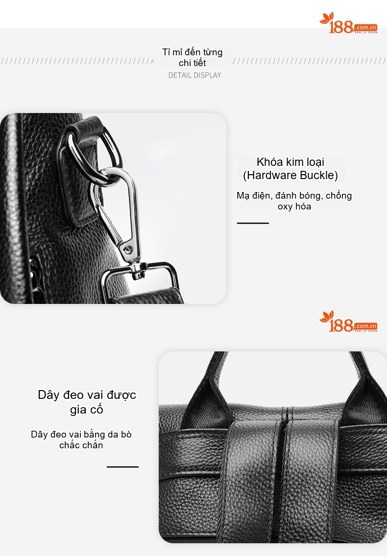 Balo Nữ Da Bò Thời Trang Cổ Điển Đựng Được Nhiều Đồ Màu Đen chi tiết 9