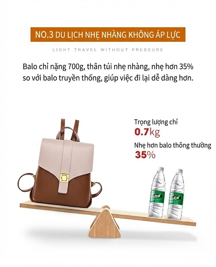 Balo Nữ Da Bóng Thời Trang Đơn Giản Dung Tích Lớn Màu Đen, Nâu chi tiết 10