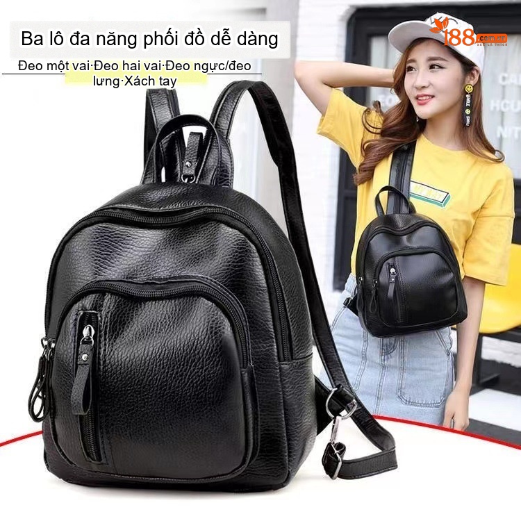 Balo Nữ Da Mờ Thời Trang, Đựng Vừa A4, Đi Học, Du Lịch Màu Đen, Nâu chi tiết 8