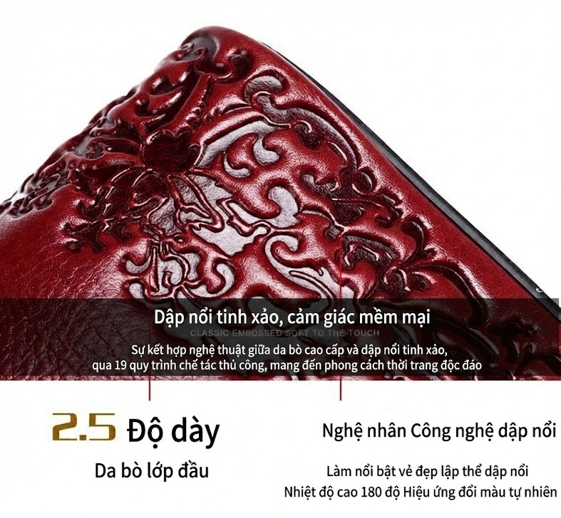 Balo Nữ Da Thật Phong Cách Cổ Điển Màu Đỏ chi tiết 4