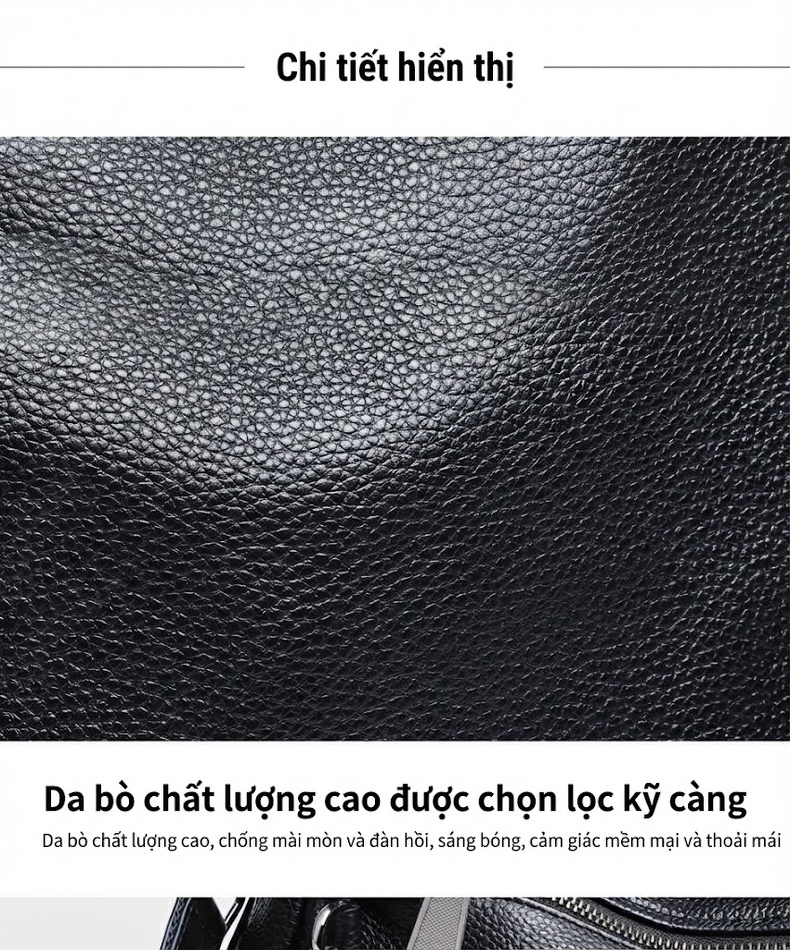 Balo Nữ Da Thật Sức Chứa Lớn Phong Cách Hàn Quốc Màu Đen chi tiết 13