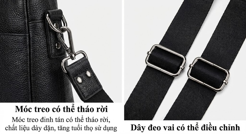 Balo Nữ Da Thật Sức Chứa Lớn Phong Cách Hàn Quốc Màu Đen chi tiết 14