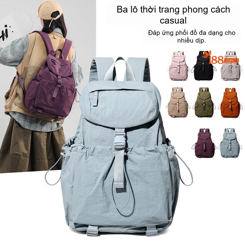 Balo Nữ In Họa Tiết Thời Trang, Dung Tích Lớn, Siêu Nhẹ, Tiện Dụng Màu Nâu chi tiết 23