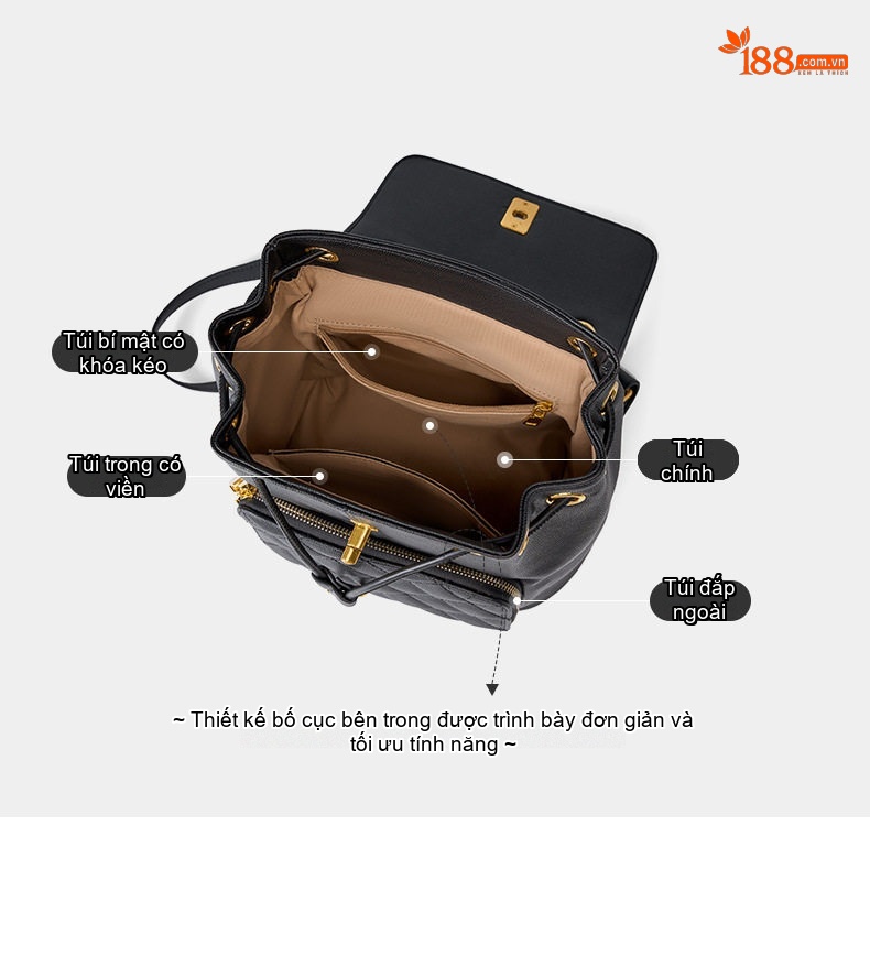 Balo Nữ Mini Da Bóng Phong Cách Tiểu Thư Quai Xích Đi Học Đi Làm Du Lịch Màu Đen chi tiết 9
