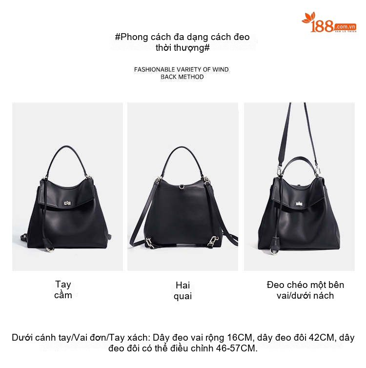 Balo Nữ Thời Trang Da Bóng Công Sở Đựng Laptop Khổ Lớn Màu Đen chi tiết 10