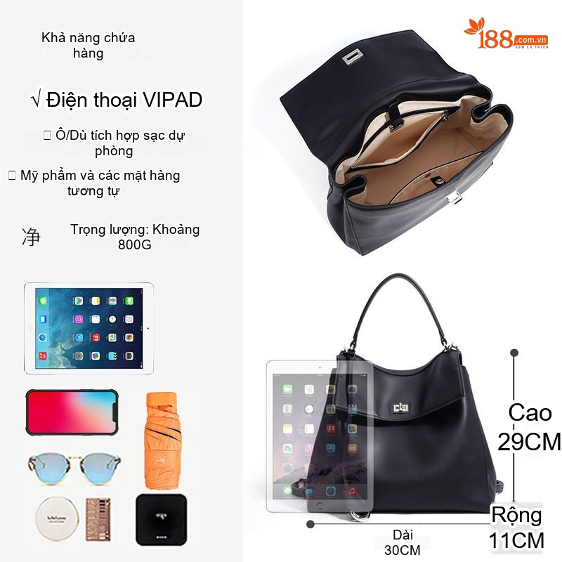 Balo Nữ Thời Trang Da Bóng Công Sở Đựng Laptop Khổ Lớn Màu Đen