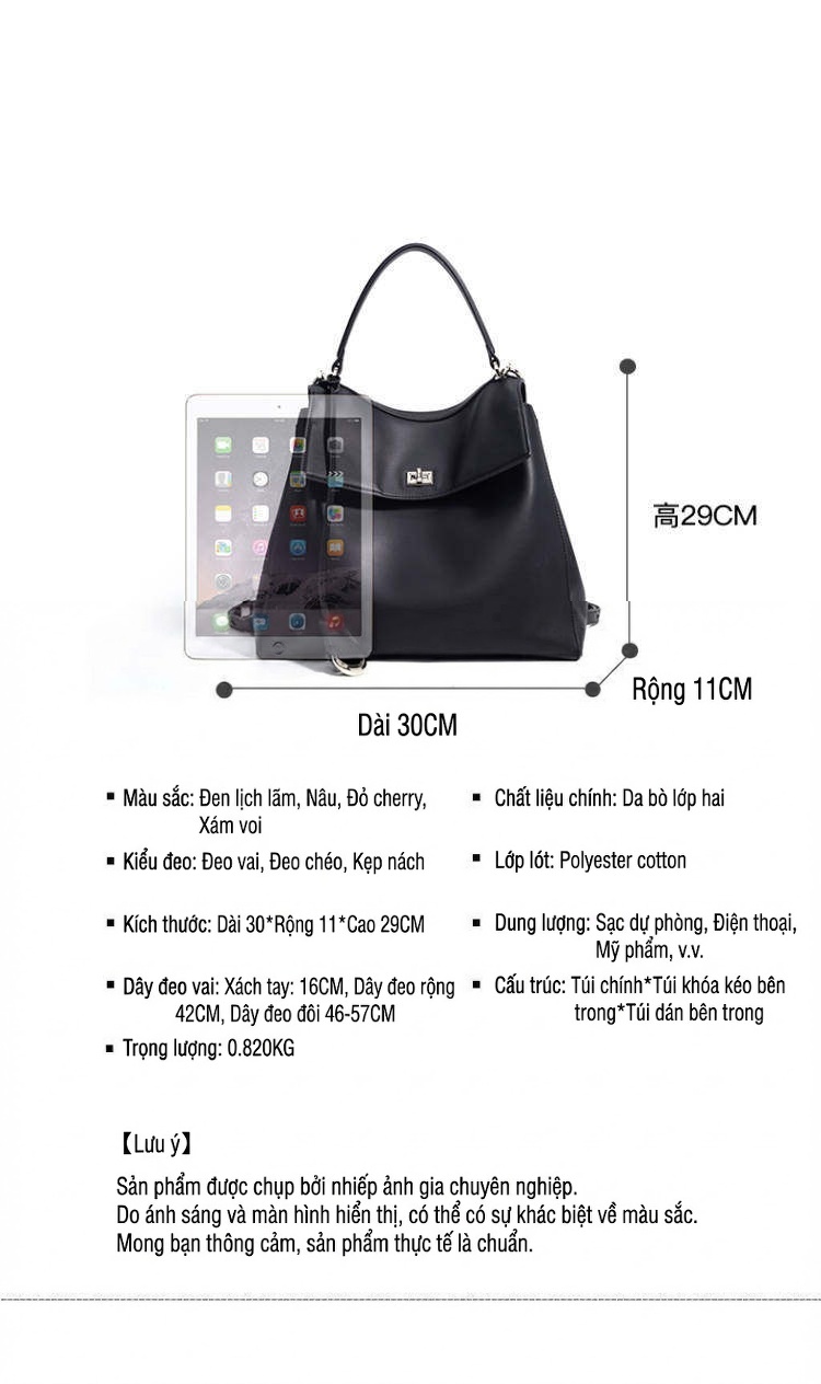 Balo Nữ Thời Trang Da Bóng Công Sở Đựng Laptop Khổ Lớn Màu Đen chi tiết 9
