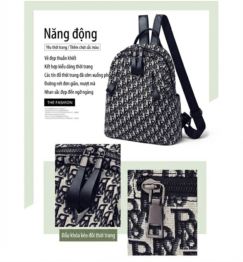 Balo Nữ Vải Canvas In Họa Tiết Thời Trang, Balo Đeo Vai Nữ chi tiết 2