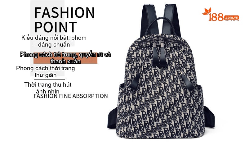 Balo Nữ Vải Canvas In Họa Tiết Thời Trang, Balo Đeo Vai Nữ chi tiết 3