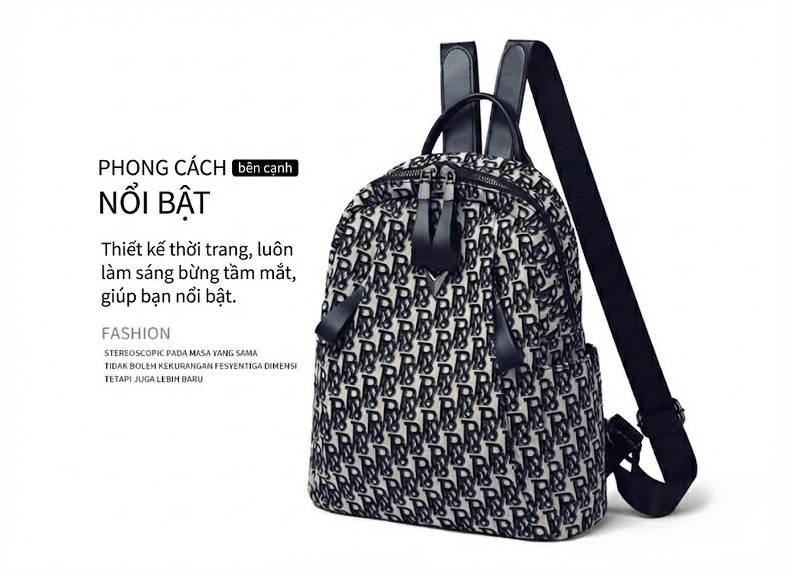 Balo Nữ Vải Canvas In Họa Tiết Thời Trang, Balo Đeo Vai Nữ chi tiết 11