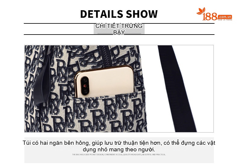 Balo Nữ Vải Canvas In Họa Tiết Thời Trang, Balo Đeo Vai Nữ chi tiết 15