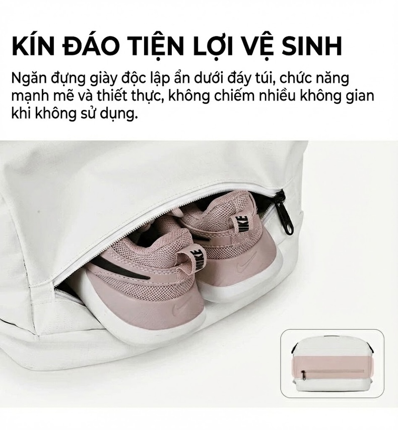Balo Thể Thao Tập Gym Chống Nước Đa Năng Thiết Kế Thời Trang Cho Nam Nữ Màu Trắng, Đen chi tiết 15