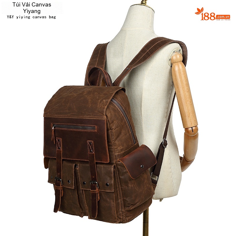 Balo Vải Canvas Dầu Sáp Chống Thấm Nước Phong Cách Retro Cho Học Sinh Sinh Viên Đi Học, Du Lịch
