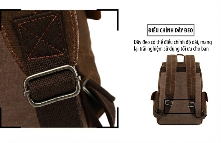 Balo Vải Canvas Dầu Sáp Chống Thấm Nước Phong Cách Retro Cho Học Sinh Sinh Viên Đi Học, Du Lịch chi tiết 14