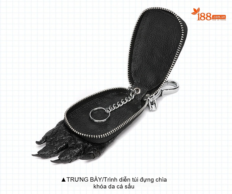 Bao Da Đựng Chìa Khóa Ô Tô Da Cá Sấu Khóa Kéo Kim Loại Thời Trang Màu Đen chi tiết 16