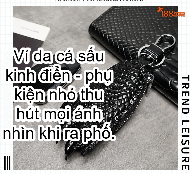 Bao Da Đựng Chìa Khóa Ô Tô Da Cá Sấu Khóa Kéo Kim Loại Thời Trang Màu Đen chi tiết 9