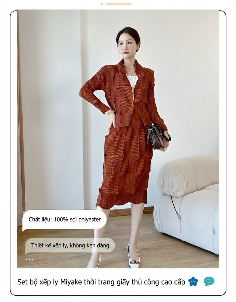 Bộ Áo Blazer và Chân Váy Dập Ly Thiết Kế Độc Đáo Phong Cách Thu Đông Màu Nâu, Đen chi tiết 1