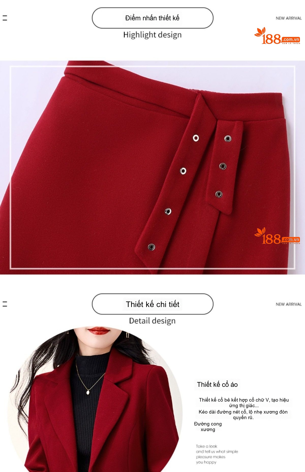 Bộ Áo Khoác Blazer và Chân Váy Nữ Vải Nỉ Cao Cấp Phong Cách Hàn Quốc Màu Đỏ, Nâu, Đen chi tiết 4