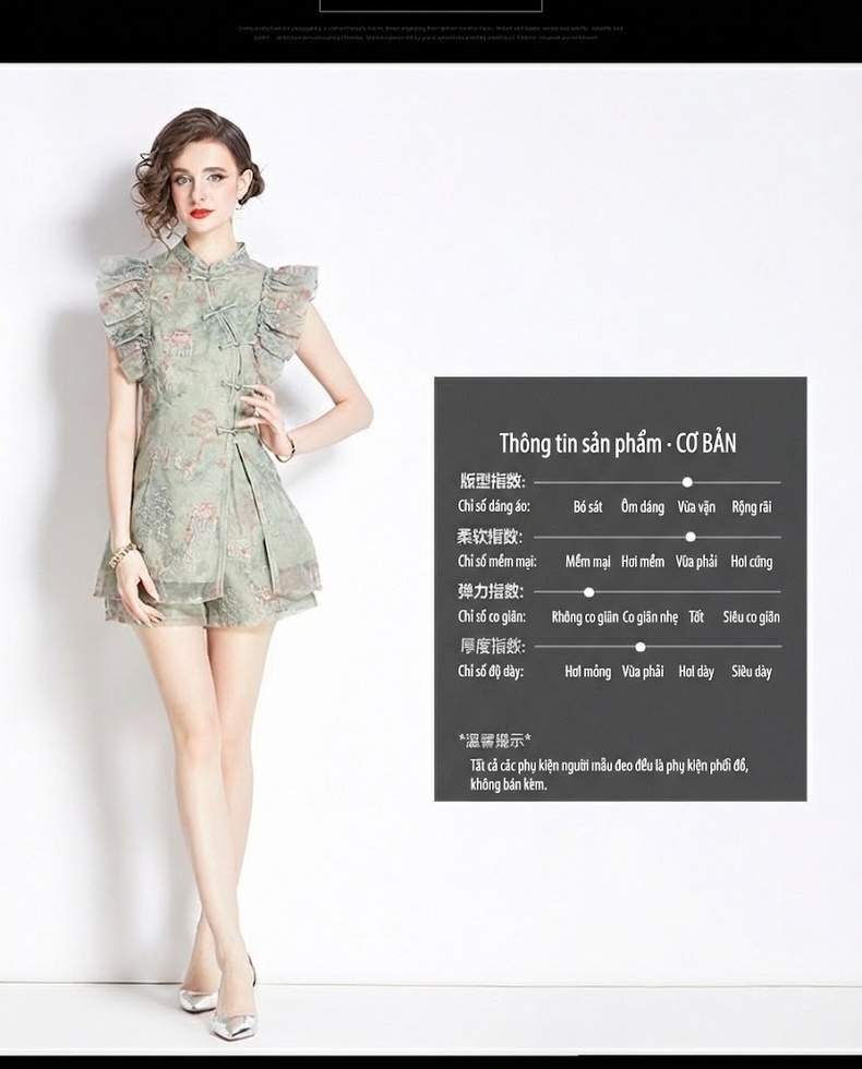 Bộ Áo và Quần Short Nữ Cách Tân Phong Cách Trung Hoa Cổ Điển chi tiết 3