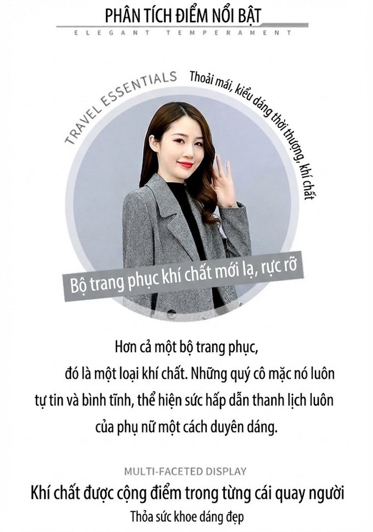 Bộ Áo Vest Quần Ống Rộng Nữ Chất Liệu Lông Cừu Màu Xám chi tiết 3