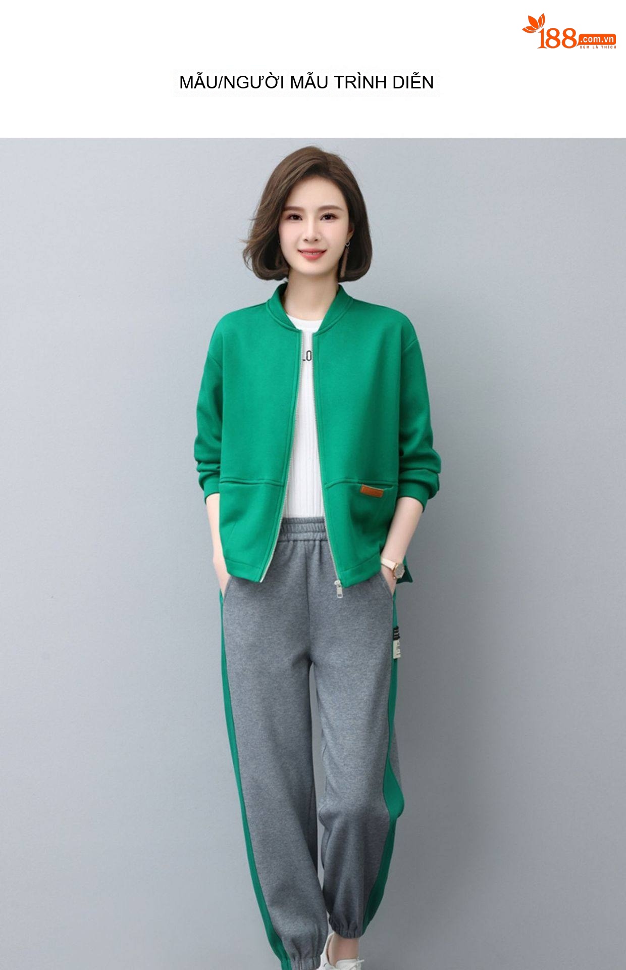Bộ đồ thể thao nữ dáng rộng thu đông chất liệu cotton chi tiết 18