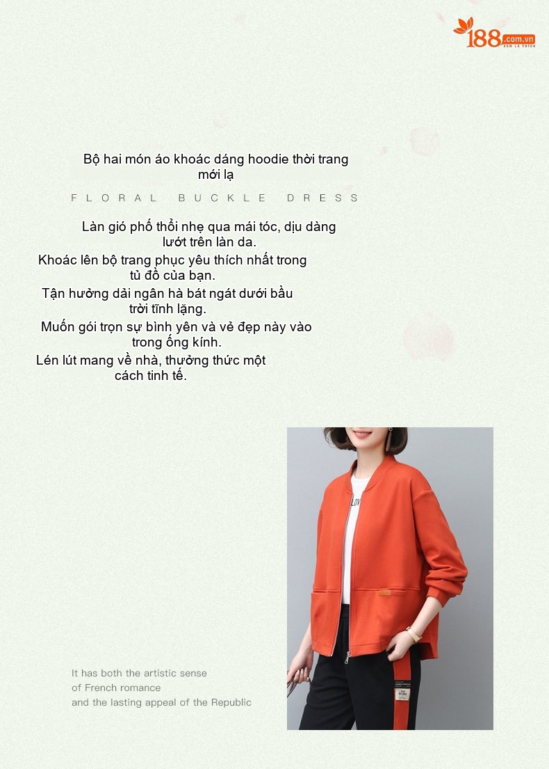 Bộ đồ thể thao nữ dáng rộng thu đông chất liệu cotton chi tiết 2