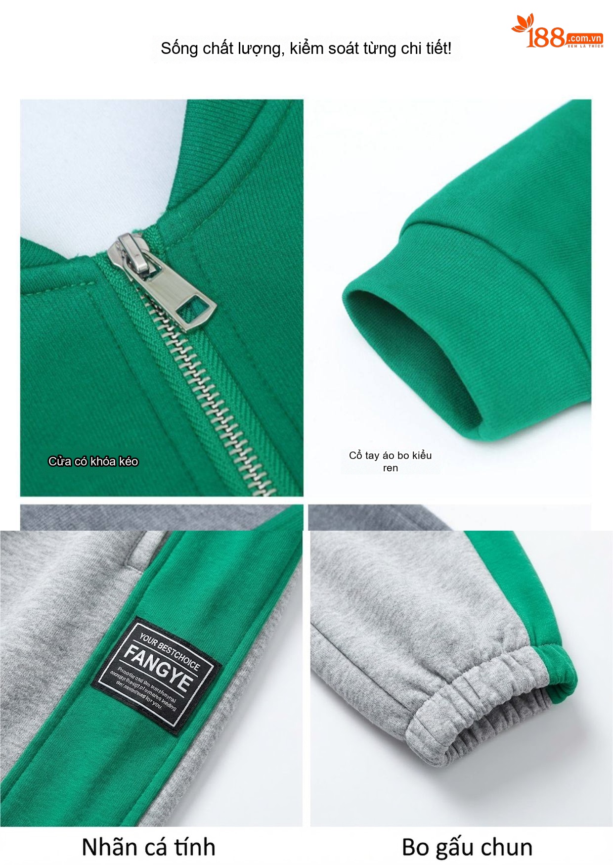Bộ đồ thể thao nữ dáng rộng thu đông chất liệu cotton chi tiết 10