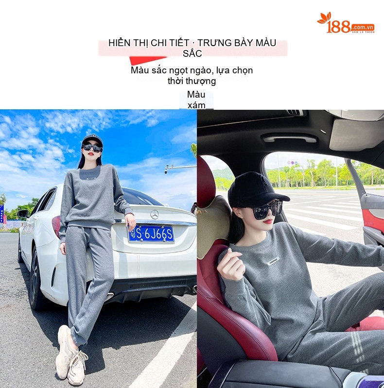 Bộ đồ thể thao nữ dệt kim lót lông giữ ấm phong cách thời trang chi tiết 8