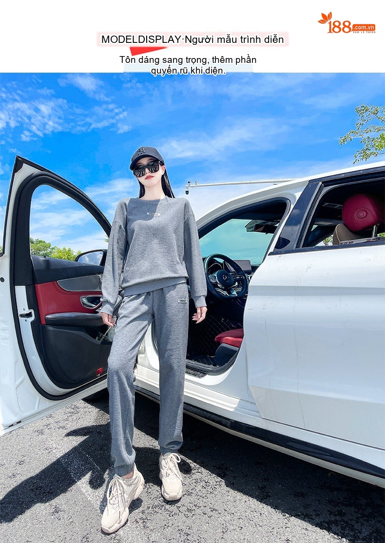 Bộ đồ thể thao nữ dệt kim lót lông giữ ấm phong cách thời trang chi tiết 9