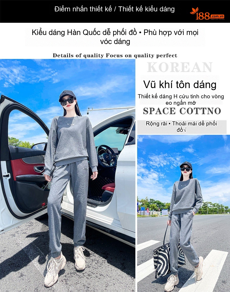 Bộ đồ thể thao nữ dệt kim lót lông giữ ấm phong cách thời trang chi tiết 2