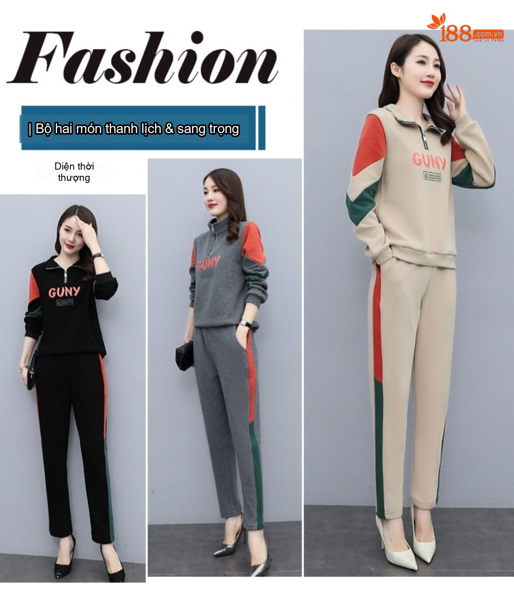 Bộ đồ thể thao nữ thu đông dáng ôm thời trang tay dài chi tiết 9