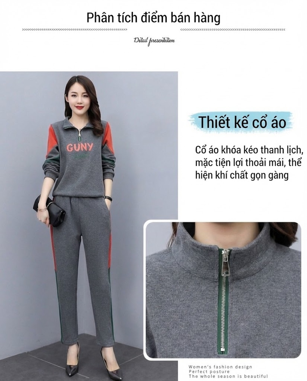 Bộ đồ thể thao nữ thu đông dáng ôm thời trang tay dài chi tiết 10