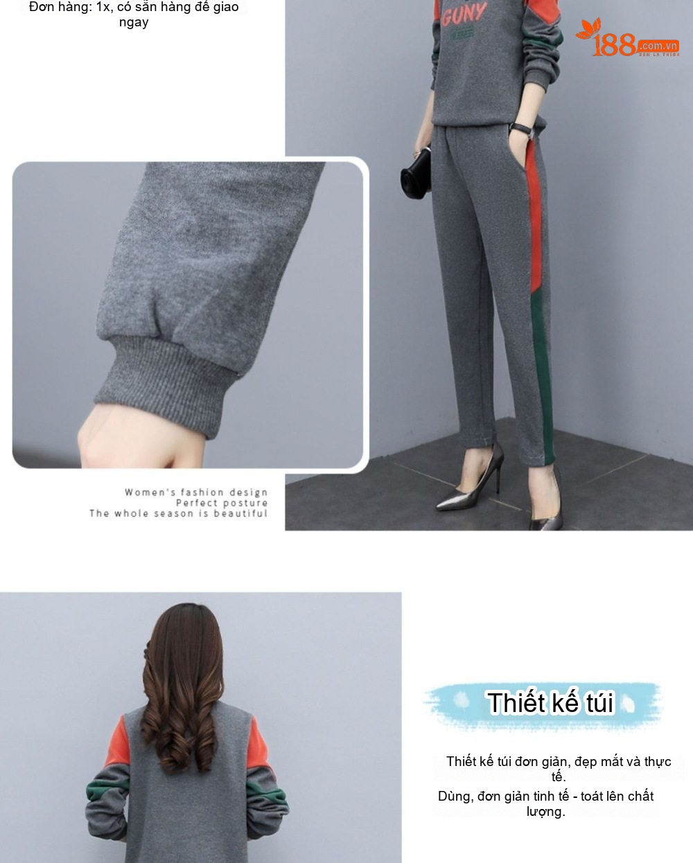 Bộ đồ thể thao nữ thu đông dáng ôm thời trang tay dài chi tiết 12