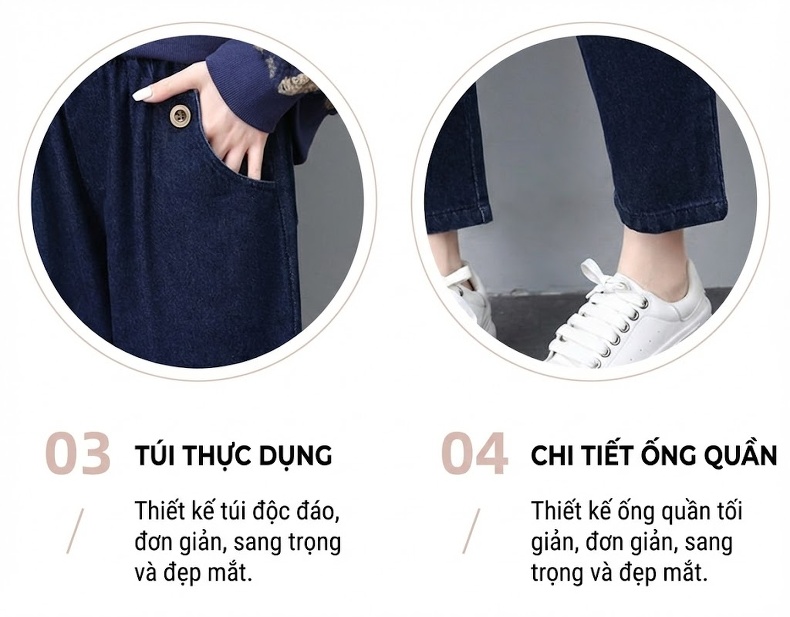 Bộ Đồ Thu Đông Nữ Áo Thun Quần Dài Phong Cách Trẻ Trung Màu Xanh Navy, Nâu chi tiết 4