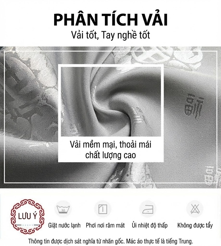 Bộ Đồ Trung Niên Nam Áo Tay Dài Quần Dài Lụa Băng Mỏng Mát Phong Cách Đường Trang Màu Đỏ, Xám, Xanh Navy, Vàng Kem chi tiết 3