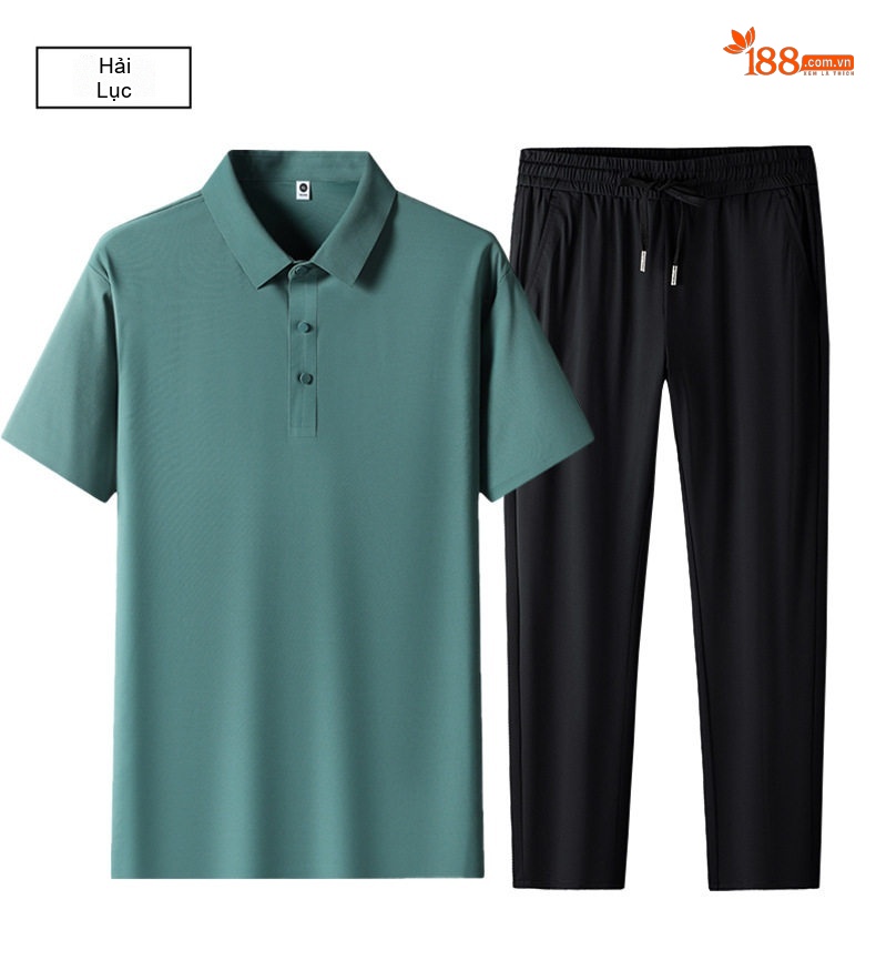 Bộ Quần Áo Nam Mùa Hè Áo Polo Tay Ngắn Quần Dài Chất Liệu Thoáng Mát Màu Xanh, Be, Đen chi tiết 27