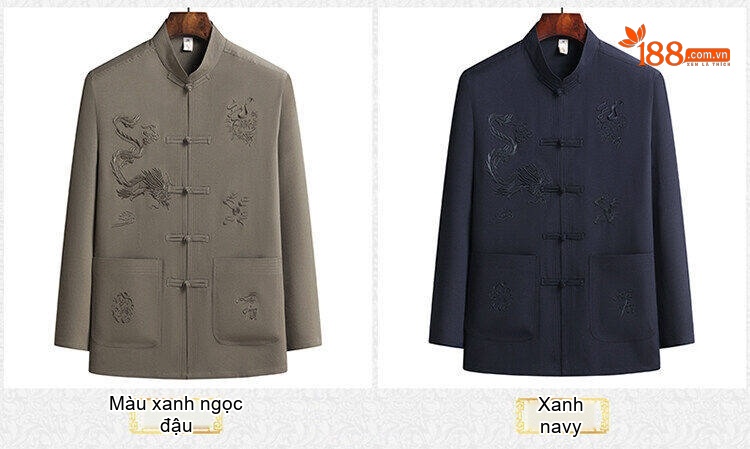 Bộ Quần Áo Nam Trung Niên Tay Dài Thêu Họa Tiết Phong Cách Trung Hoa chi tiết 5