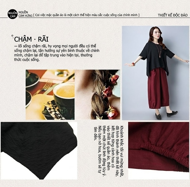 Bộ Quần Áo Nữ Cotton Linen Áo Kiểu Tay Lỡ Quần Ống Rộng Phong Cách Hàn Quốc Màu Đen, Đỏ Rượu Vang, Xanh Lá, Trắng chi tiết 4