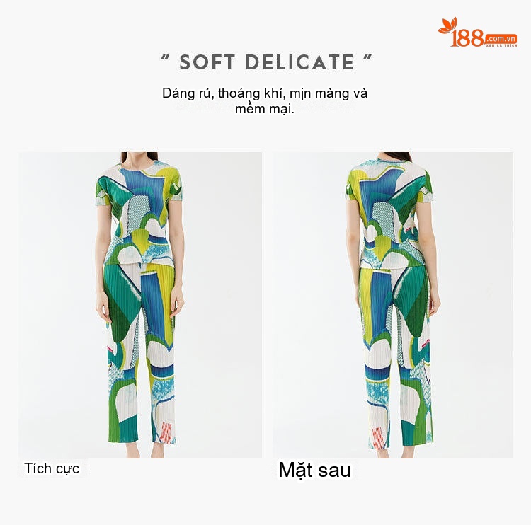 Bộ Quần Áo Nữ In Họa Tiết Áo Tay Ngắn Quần Ống Rộng Phong Cách Thời Trang Màu Trắng, Xanh Lá, Xanh Dương, Vàng... chi tiết 2